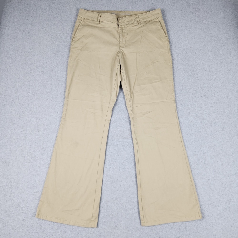 Dickies Chino Pants Womens 12 Khaki Cotton Mid Rise Slim Fit Workwear Stretch